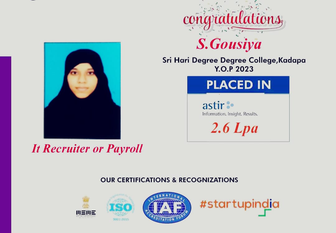 S.GOUSIYA - PACKAGE -2.6 LPA